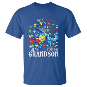 Autism Grandma T Shirt I Am His Voice He Is My Heart I Wear Blue For My Grandson TS01 Royal Blue Printyourwear