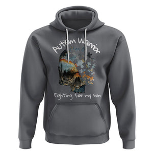 Skull Autism Warrior Hoodie Fighting For My Son Love Support TS01 Charcoal Printyourwear