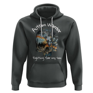 Skull Autism Warrior Hoodie Fighting For My Son Love Support TS01 Dark Heather Printyourwear