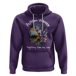 Skull Autism Warrior Hoodie Fighting For My Son Love Support TS01 Purple Printyourwear