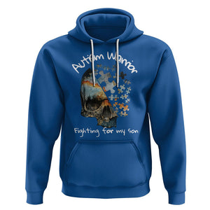 Skull Autism Warrior Hoodie Fighting For My Son Love Support TS01 Royal Blue Printyourwear