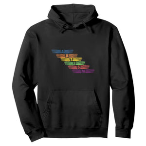 Embrace Autism Hoodie Love Support Spectrum Typography TS01 Black Printyourwear
