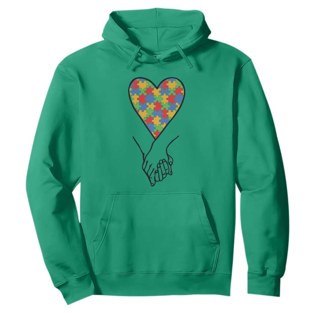 Heart Autism Awareness Hoodie Spectrum Puzzle Piece Together Love Support TS01 Irish Green Printyourwear