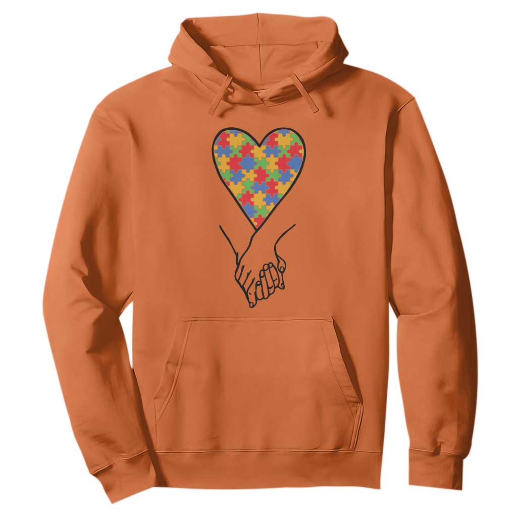 Heart Autism Awareness Hoodie Spectrum Puzzle Piece Together Love Support TS01 Orange Printyourwear