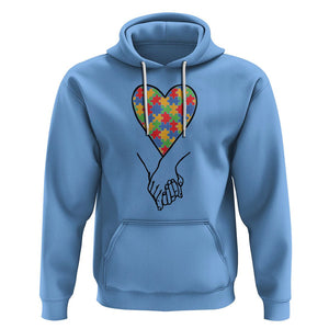 Heart Autism Awareness Hoodie Spectrum Puzzle Piece Together Love Support TS01 Carolina Blue Printyourwear