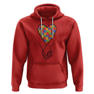 Heart Autism Awareness Hoodie Spectrum Puzzle Piece Together Love Support TS01 Red Printyourwear