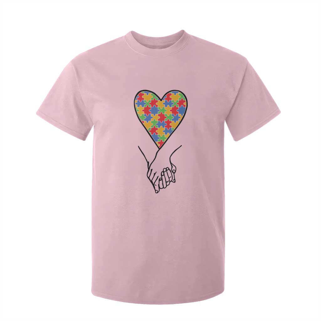 Heart Autism Awareness T Shirt For Kid Spectrum Puzzle Piece Together Love Support TS01 Light Pink Printyourwear