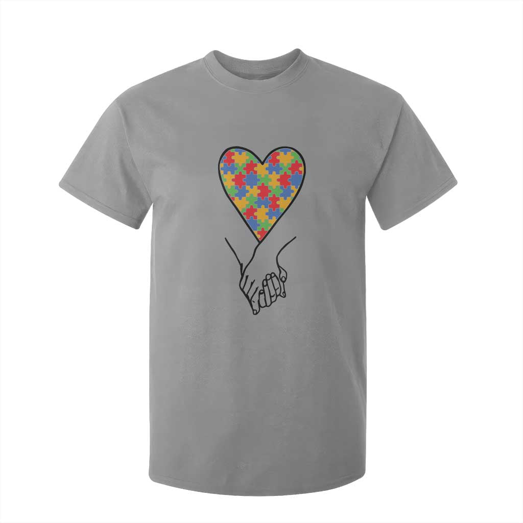 Heart Autism Awareness T Shirt For Kid Spectrum Puzzle Piece Together Love Support TS01 Sport Gray Printyourwear