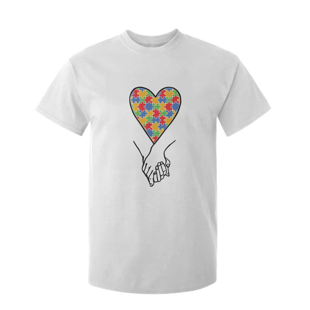Heart Autism Awareness T Shirt For Kid Spectrum Puzzle Piece Together Love Support TS01 White Printyourwear