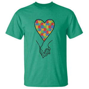 Heart Autism Awareness T Shirt Spectrum Puzzle Piece Together Love Support TS01 Irish Green Printyourwear