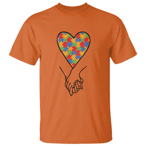 Heart Autism Awareness T Shirt Spectrum Puzzle Piece Together Love Support TS01 Orange Printyourwear