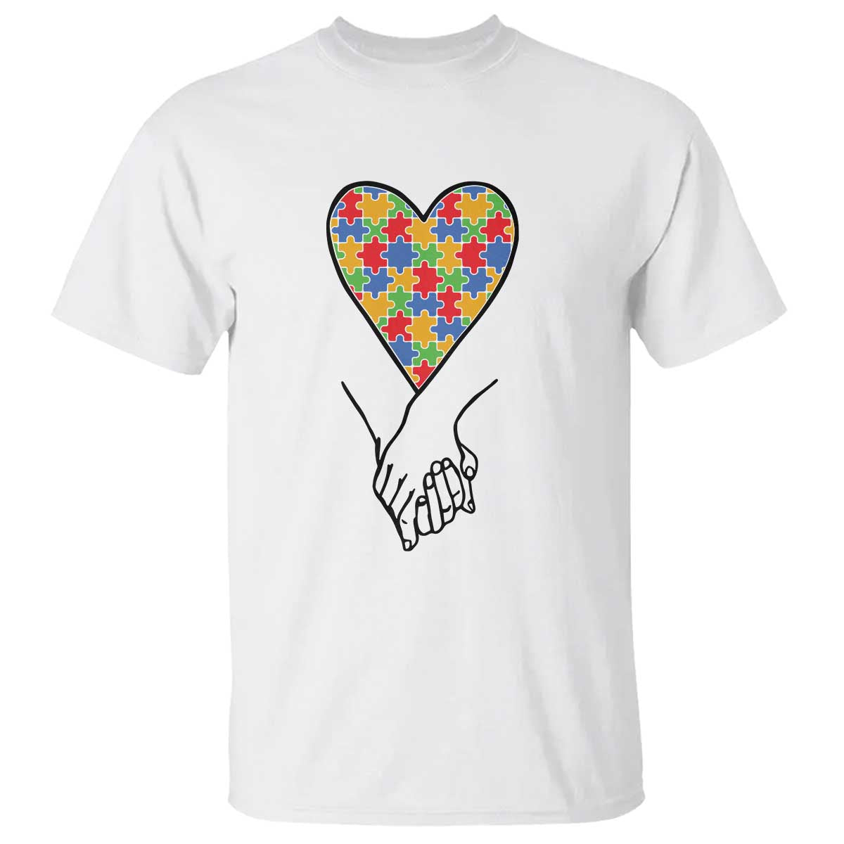 Heart Autism Awareness T Shirt Spectrum Puzzle Piece Together Love Support TS01 White Printyourwear