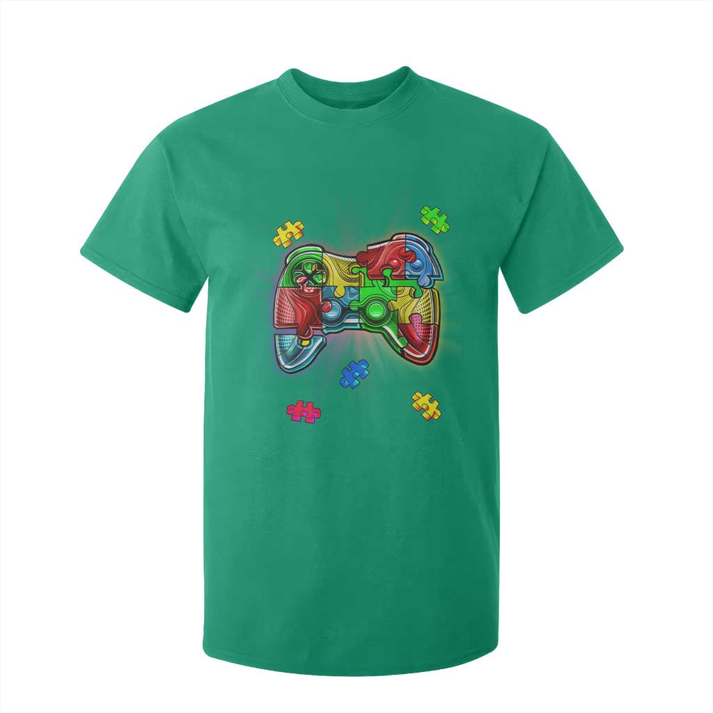 Autism Awareness Gamer T Shirt For Kid Video Game Control Puzzle Piece TS01 Irish Green Printyourwear
