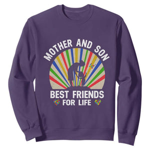Autism Mom Sweatshirt Mother And Son Best Friends For Life Retro TS01 Purple Printyourwear