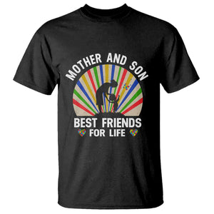 Autism Mom T Shirt Mother And Son Best Friends For Life Retro TS01 Black Printyourwear