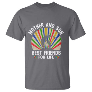 Autism Mom T Shirt Mother And Son Best Friends For Life Retro TS01 Charcoal Printyourwear