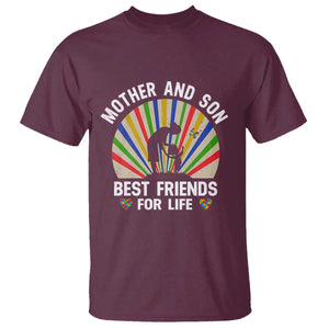 Autism Mom T Shirt Mother And Son Best Friends For Life Retro TS01 Maroon Printyourwear