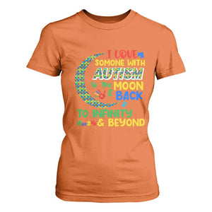 Embrace Autism T Shirt For Women I Love Some With Autism To The Moon And Back To Infinity And Beyond Puzzle TS01 Orange Printyourwear