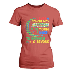 Embrace Autism T Shirt For Women I Love Some With Autism To The Moon And Back To Infinity And Beyond Puzzle TS01 Red Printyourwear