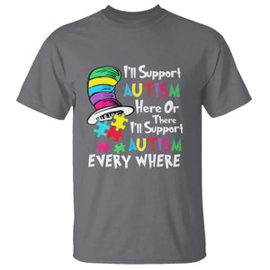 Autism Awarenes T Shirt I'll Support Autism Every Where TS01 Charcoal Printyourwear