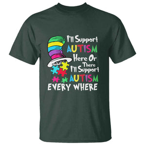 Autism Awarenes T Shirt I'll Support Autism Every Where TS01 Dark Forest Green Printyourwear