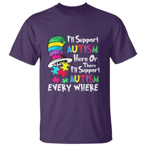 Autism Awarenes T Shirt I'll Support Autism Every Where TS01 Purple Printyourwear