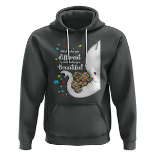 Elephant Autism Hoodie What Makes You Different Is What Makes You Beautiful Puzzle Pieces TS01 Dark Heather Printyourwear