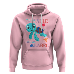 Turtle Autism Hoodie See The Able Not The Label Puzzle Pieces TS01 Light Pink Printyourwear