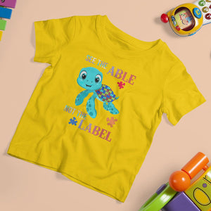 Turtle Autism T Shirt For Kid See The Able Not The Label Puzzle Pieces TS01 Daisy Printyourwear