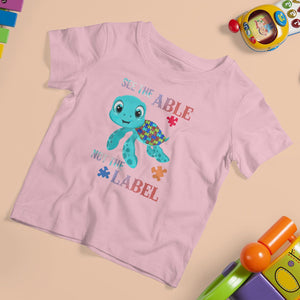 Turtle Autism T Shirt For Kid See The Able Not The Label Puzzle Pieces TS01 Light Pink Printyourwear