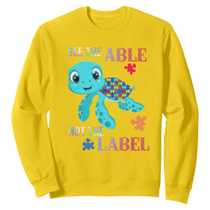 Turtle Autism Sweatshirt See The Able Not The Label Puzzle Pieces TS01 Daisy Printyourwear