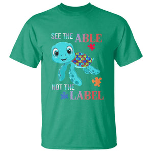 Turtle Autism T Shirt See The Able Not The Label Puzzle Pieces TS01 Irish Green Printyourwear