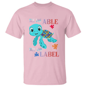 Turtle Autism T Shirt See The Able Not The Label Puzzle Pieces TS01 Light Pink Printyourwear