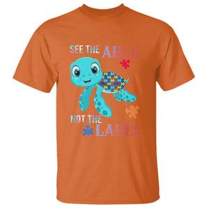 Turtle Autism T Shirt See The Able Not The Label Puzzle Pieces TS01 Orange Printyourwear