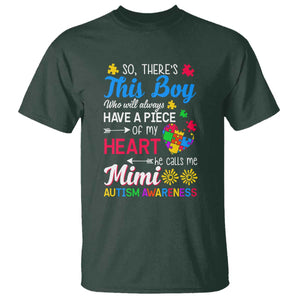 Autism Grandma T Shirt This Boy Will Always Have A Piece Of My Heart He Calls Me Mimi Autism Awareness TS01 Dark Forest Green Printyourwear