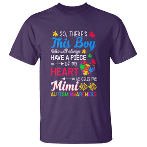 Autism Grandma T Shirt This Boy Will Always Have A Piece Of My Heart He Calls Me Mimi Autism Awareness TS01 Purple Printyourwear