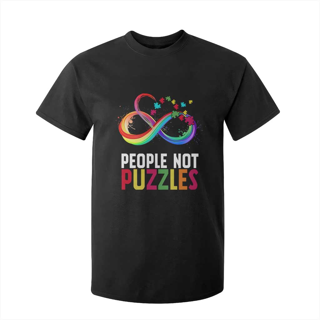 Autism Acceptance T Shirt For Kid People Not Puzzles Spectrum Infinity TS01 Black Printyourwear