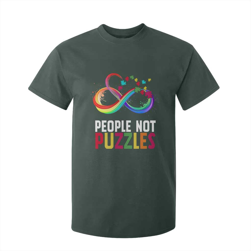 Autism Acceptance T Shirt For Kid People Not Puzzles Spectrum Infinity TS01 Dark Forest Green Printyourwear