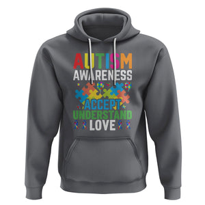 Autism Awareness Hoodie Accept Understand Love Spectrum Blue Ribbon TS01 Charcoal Printyourwear