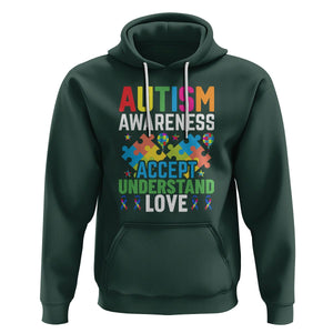 Autism Awareness Hoodie Accept Understand Love Spectrum Blue Ribbon TS01 Dark Forest Green Printyourwear