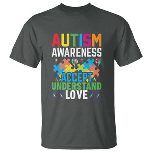 Autism Awareness T Shirt Accept Understand Love Spectrum Blue Ribbon TS01 Dark Heather Printyourwear