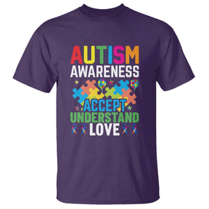 Autism Awareness T Shirt Accept Understand Love Spectrum Blue Ribbon TS01 Purple Printyourwear