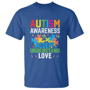 Autism Awareness T Shirt Accept Understand Love Spectrum Blue Ribbon TS01 Royal Blue Printyourwear