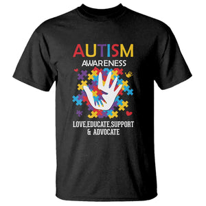 Autism Awareness T Shirt Love Educate Support Advocate TS01 Black Printyourwear