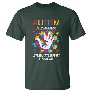 Autism Awareness T Shirt Love Educate Support Advocate TS01 Dark Forest Green Printyourwear