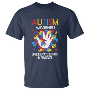 Autism Awareness T Shirt Love Educate Support Advocate TS01 Navy Printyourwear