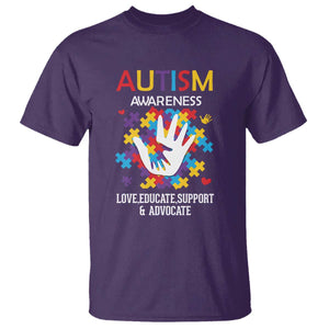 Autism Awareness T Shirt Love Educate Support Advocate TS01 Purple Printyourwear