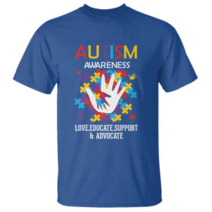 Autism Awareness T Shirt Love Educate Support Advocate TS01 Royal Blue Printyourwear