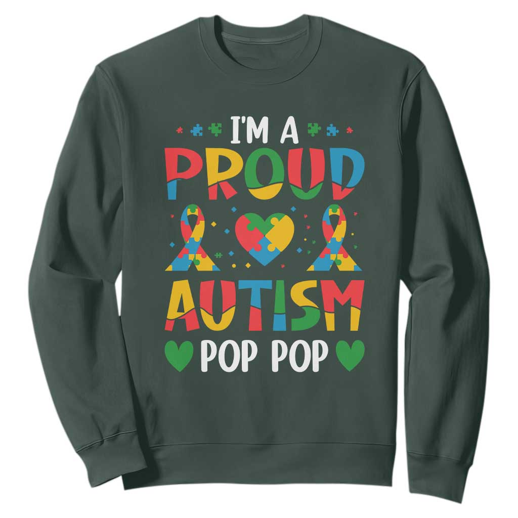 Autism Grandpa Sweatshirt I'm A Proud Autism Pop Pop TS01 Dark Forest Green Printyourwear