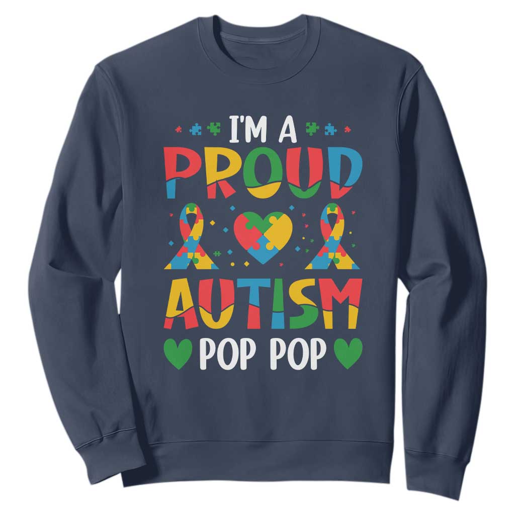Autism Grandpa Sweatshirt I'm A Proud Autism Pop Pop TS01 Navy Printyourwear